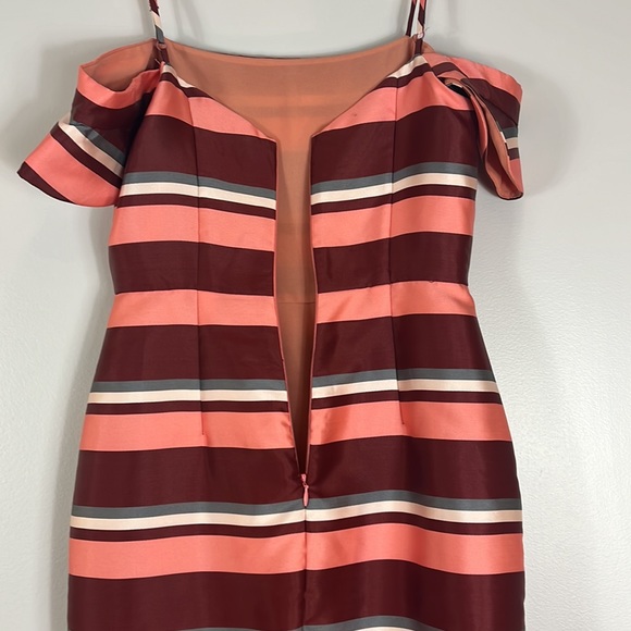 ASOS Pink, Dark Mauve, White & Grey Striped Ruffle Dress - Picture 11 of 16